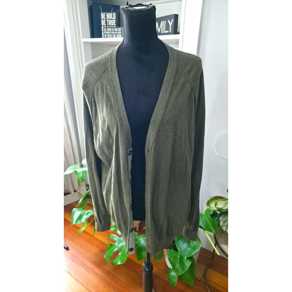 Banana Republic Green V-Neck Button Front Knit Cotton Cardigan Sweater XL
